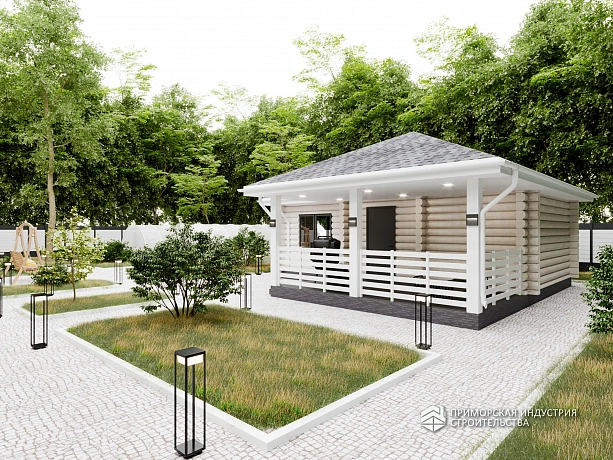 Проект двухэтажного дома 185 м² из андезитобазальтового блока с террасой 64 м²